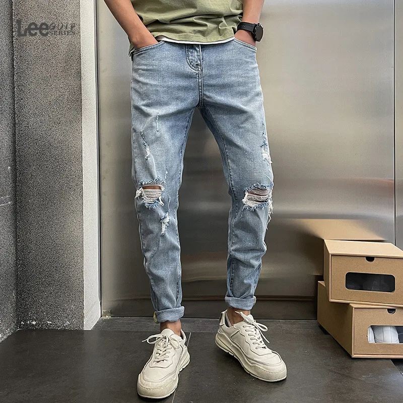 Ripped Jeans Mens Trendy Brand Straight Ankle Length Casual Pants Korean All-match Social Guy Slim Feet Teenager Pencil Trousers
Ripped Jeans Mens Trendy Brand Straight Ankle Length Casual Pants Korean All-match Social Guy Slim Feet Teenager Pencil Trousers
