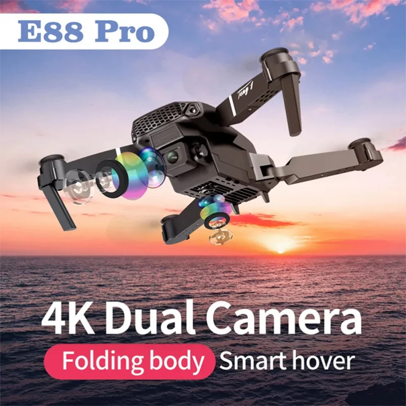

New E88 Pro 4k HD Dual Camera Drone Visual Positioning 1080P WiFi fpv drone height preservation rc quadcopter