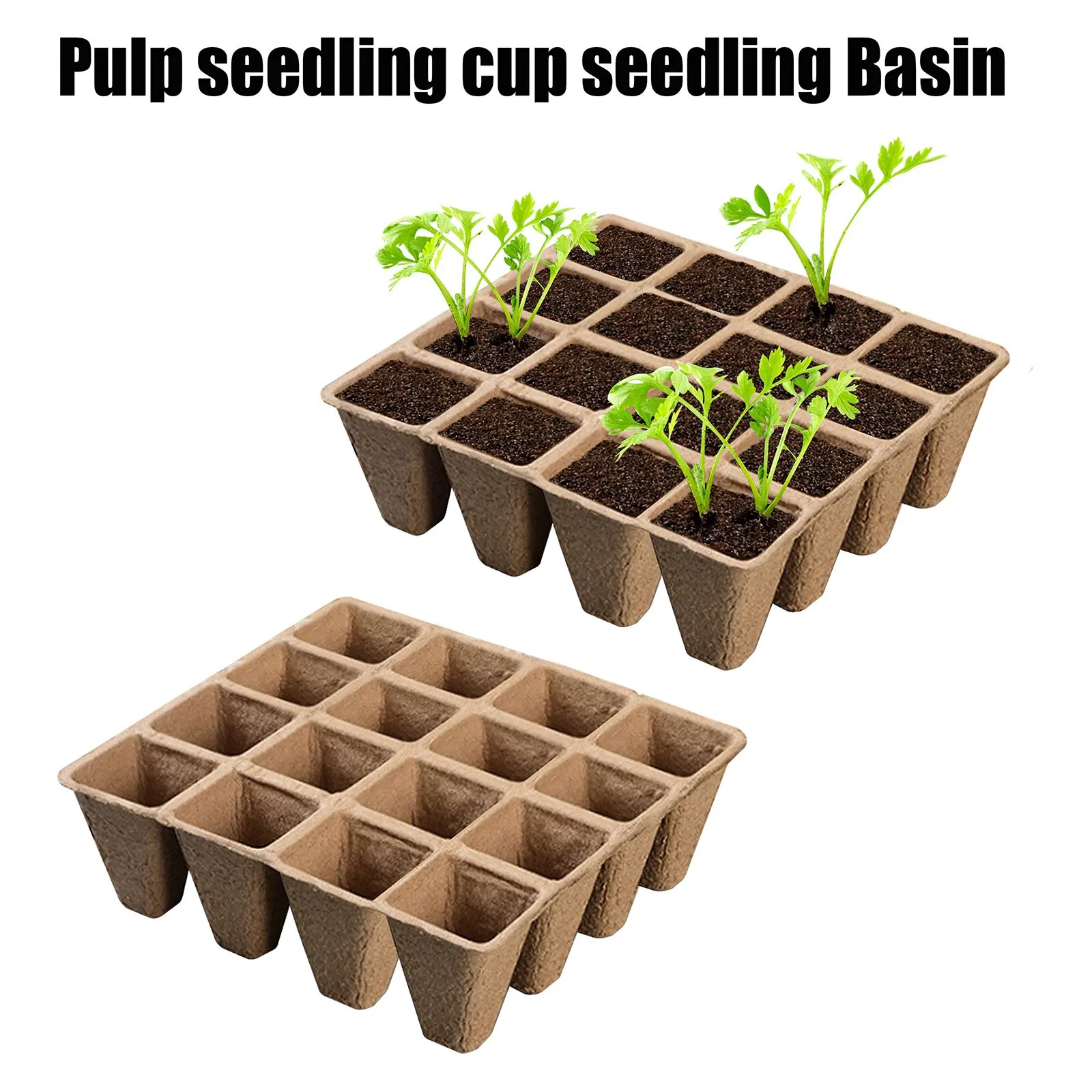 

16-Grid Seedling Germination Tray Biodegradable Planter Nursery Pots Garden Seed Tray Starting Trays for Seedling Plant Seed 8PC