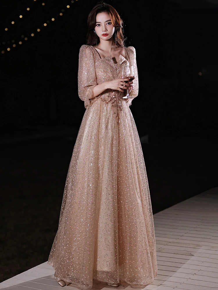 Sequin Tulle Long Prom Dresses For Graduation Party Elegant Square Neck A-Line Floor-Length Women Formal Evening Dresses
Sequin Tulle Long Prom Dresses For Graduation Party Elegant Square Neck A-Line Floor-Length Women Formal Evening Dresses