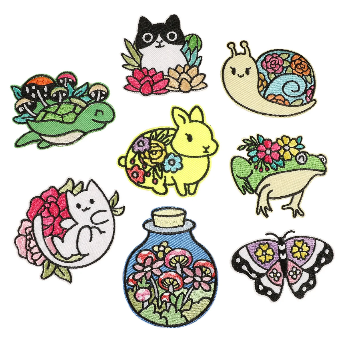 

Embroidery Stickers Patch Adhesive Clothing Thermo-sticker Butterflies Flower Appliques Accessories Iron on Patches for Clothes