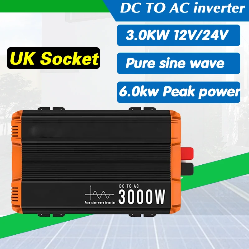 6000W Pure Sine Wave Inverter 12V 24V To 220V Power Converter LCD Display Voltage Transformer Auto Accessories UPS UK socket
6000W Pure Sine Wave Inverter 12V 24V To 220V Power Converter LCD Display Voltage Transformer Auto Accessories UPS UK socket