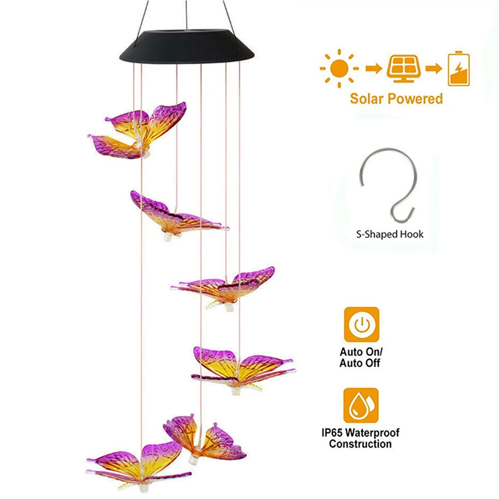 Led Solar Light Wind Chime Waterproof Outdoor Windchime Butterfly Light Solar Hanging Lamp for Garden Decoration
Led Solar Light Wind Chime Waterproof Outdoor Windchime Butterfly Light Solar Hanging Lamp for Garden Decoration