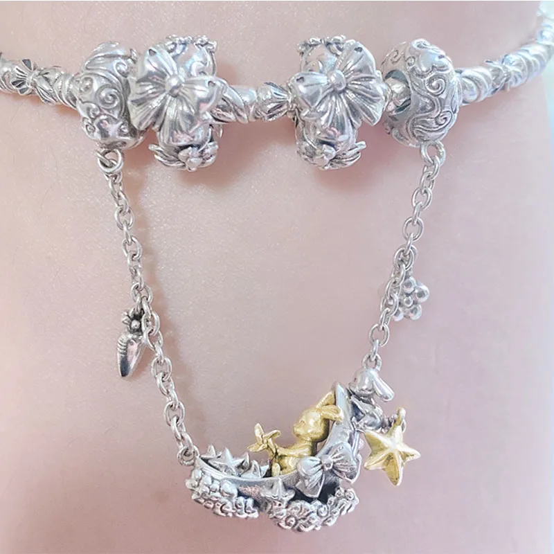 PRESALE 925 Sterling Silver Cartoon Rabbit Lie On Moon Safety Chain Spacer Charm Bead Fit Pandora Bracelet European Jewelry Gift
PRESALE 925 Sterling Silver Cartoon Rabbit Lie On Moon Safety Chain Spacer Charm Bead Fit Pandora Bracelet European Jewelry Gift
