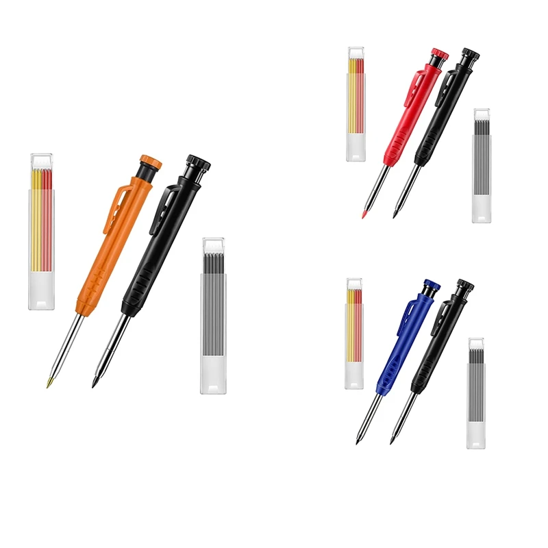 2 Pieces Solid Carpenter Pencil With 14 Refill Red Yellow Black, Marking Tool With Built-In Sharpener For Woodworking
2 Pieces Solid Carpenter Pencil With 14 Refill Red Yellow Black, Marking Tool With Built-In Sharpener For Woodworking