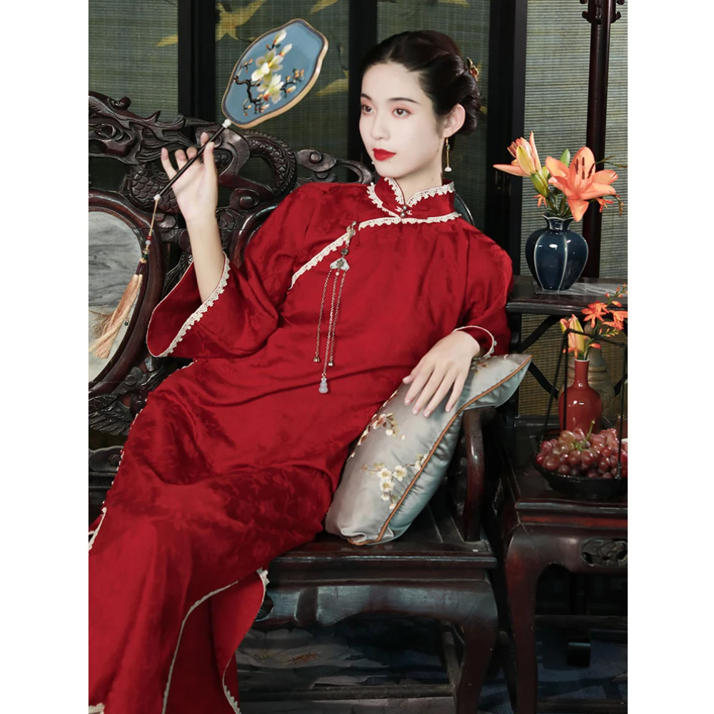 Women Improved Cheongsam Vintage 2022 New Fashion Elegant Girl Cheongsam Chinese Style Red Stand Collar Qipao Bridal Toast Dress
Women Improved Cheongsam Vintage 2022 New Fashion Elegant Girl Cheongsam Chinese Style Red Stand Collar Qipao Bridal Toast Dress