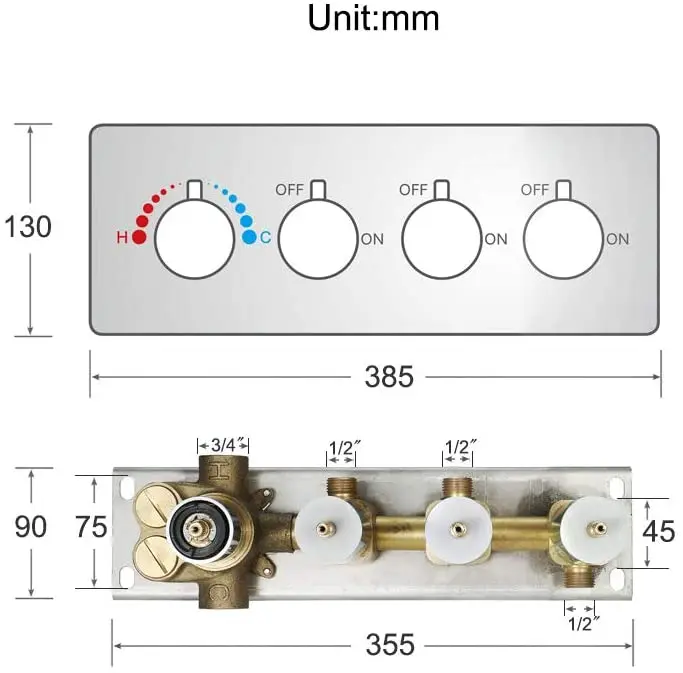 Brass 3 Function Shower Diverter Mixer Brushed Nickel Concealed Horizontal installation Thermostatic Valve
Brass 3 Function Shower Diverter Mixer Brushed Nickel Concealed Horizontal installation Thermostatic Valve