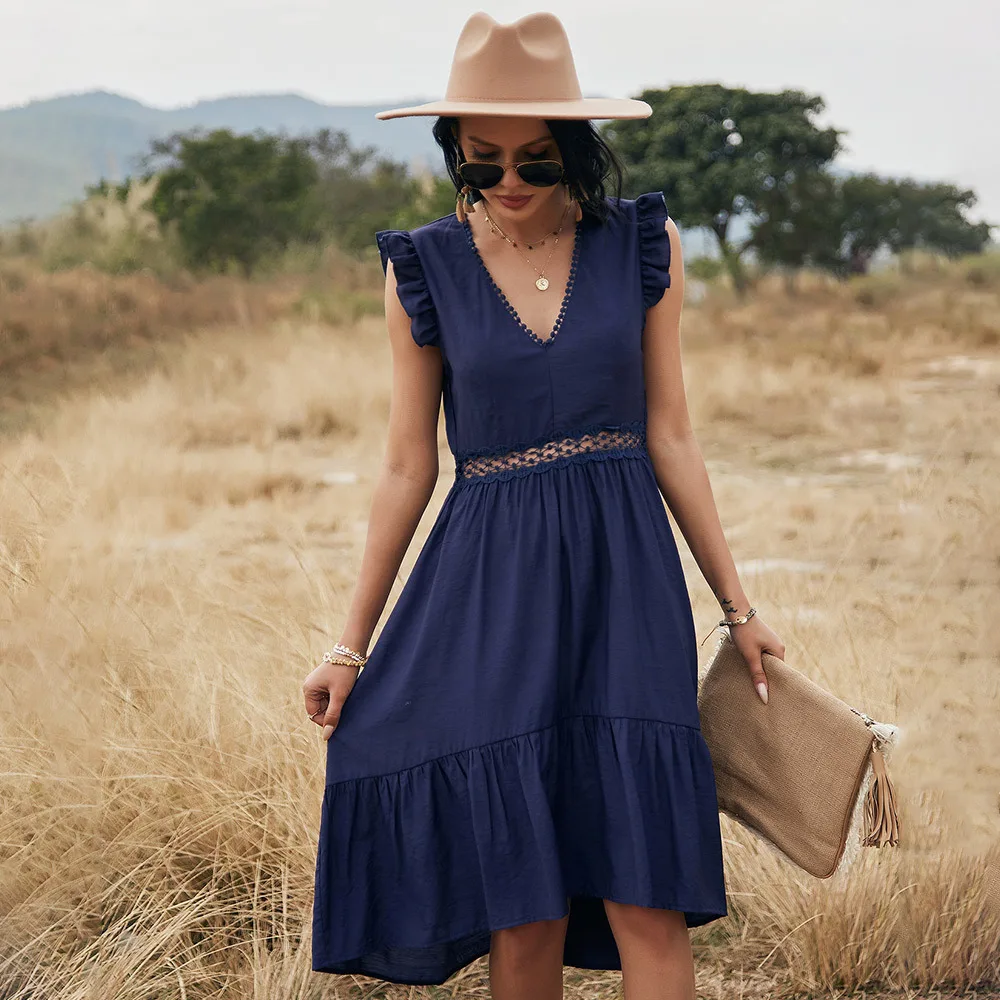 WOMAN DRESS FASHION Girls Casual Prom Elegant Summer Solid Color Cutout Stitching Dress Evening Clothing Off The Shoulder
WOMAN DRESS FASHION Girls Casual Prom Elegant Summer Solid Color Cutout Stitching Dress Evening Clothing Off The Shoulder