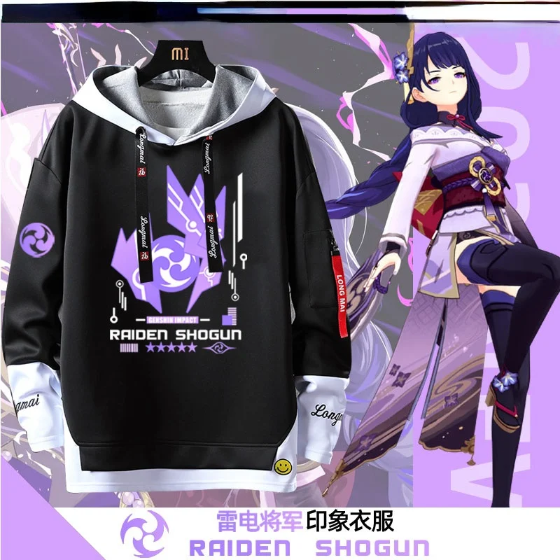 Game Genshin Impact Cosplay Raiden Shogun Baal Stitching Fake Two-piece Men Women Sweaters Streamers Hooded Pullover Hoodies
Game Genshin Impact Cosplay Raiden Shogun Baal Stitching Fake Two-piece Men Women Sweaters Streamers Hooded Pullover Hoodies