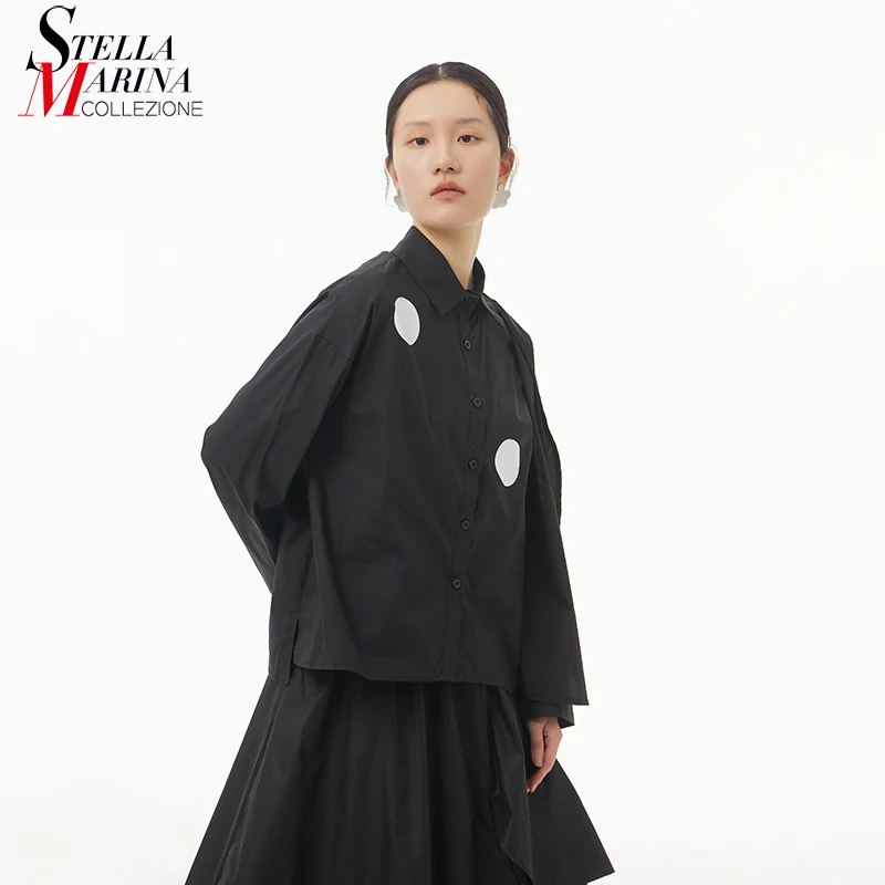 New Woman Solid White Black Woman Full Sleeve Loose Fit Oversize Blouses Dots Printed Casual Streetwear Girls Unique Shirt apr11
New Woman Solid White Black Woman Full Sleeve Loose Fit Oversize Blouses Dots Printed Casual Streetwear Girls Unique Shirt apr11