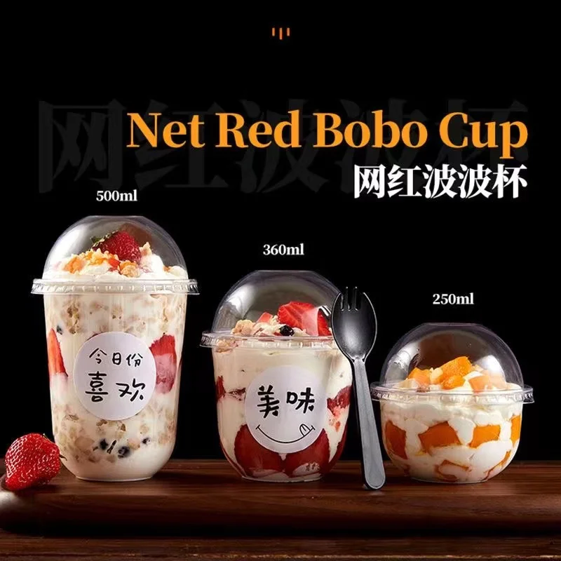 

Favors Milk Plastic Pudding Lid Cups Mousse Dessert Disposable 50pcs Party Cake Jelly With Clear Yogurt