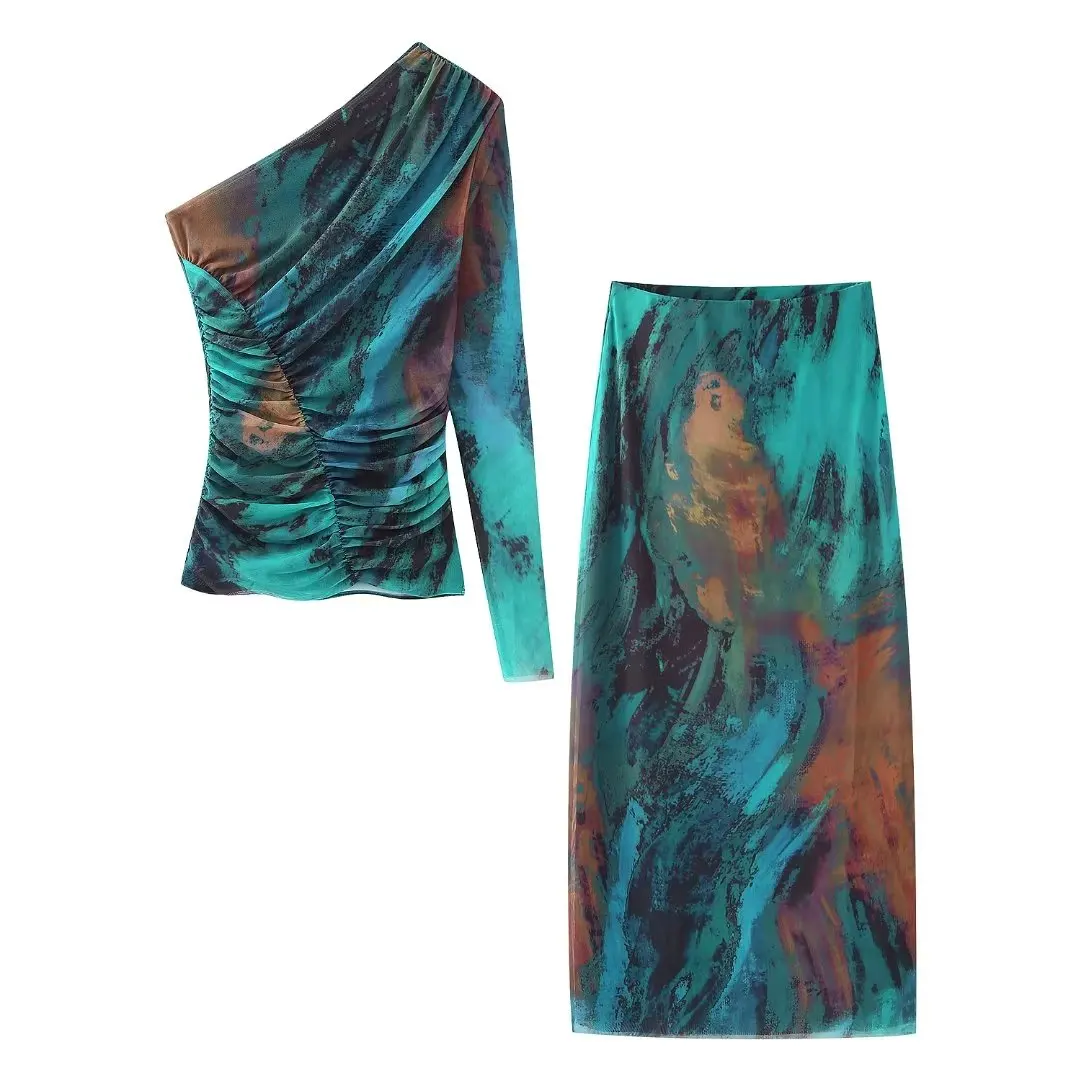 Women New Fashion Juan Net Print Asymmetric Short Top+Midi Skirt Vintage Long-Sleeved Slim-Fit Casual Chic Female Suits Mujer
Women New Fashion Juan Net Print Asymmetric Short Top+Midi Skirt Vintage Long-Sleeved Slim-Fit Casual Chic Female Suits Mujer