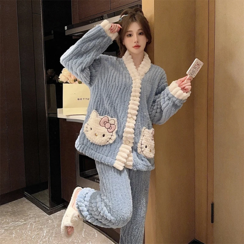 Kawaii Sanrio Pajamas Hello Kitty Plush Winter Cardigan Long Sleeved Pants Mother-To-Be Home Furnishings Girls Toys Gifts
Kawaii Sanrio Pajamas Hello Kitty Plush Winter Cardigan Long Sleeved Pants Mother-To-Be Home Furnishings Girls Toys Gifts