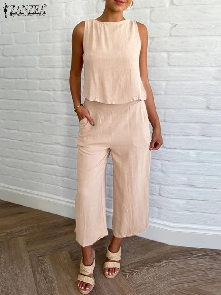 ZANZEA Women Wide Leg Trousers Tracksuits Casual Loose Pant Sets Summer 2023 Round Neck Tank Tops 2pcs Outfits Fashion Sets 
ZANZEA Women Wide Leg Trousers Tracksuits Casual Loose Pant Sets Summer 2023 Round Neck Tank Tops 2pcs Outfits Fashion Sets
