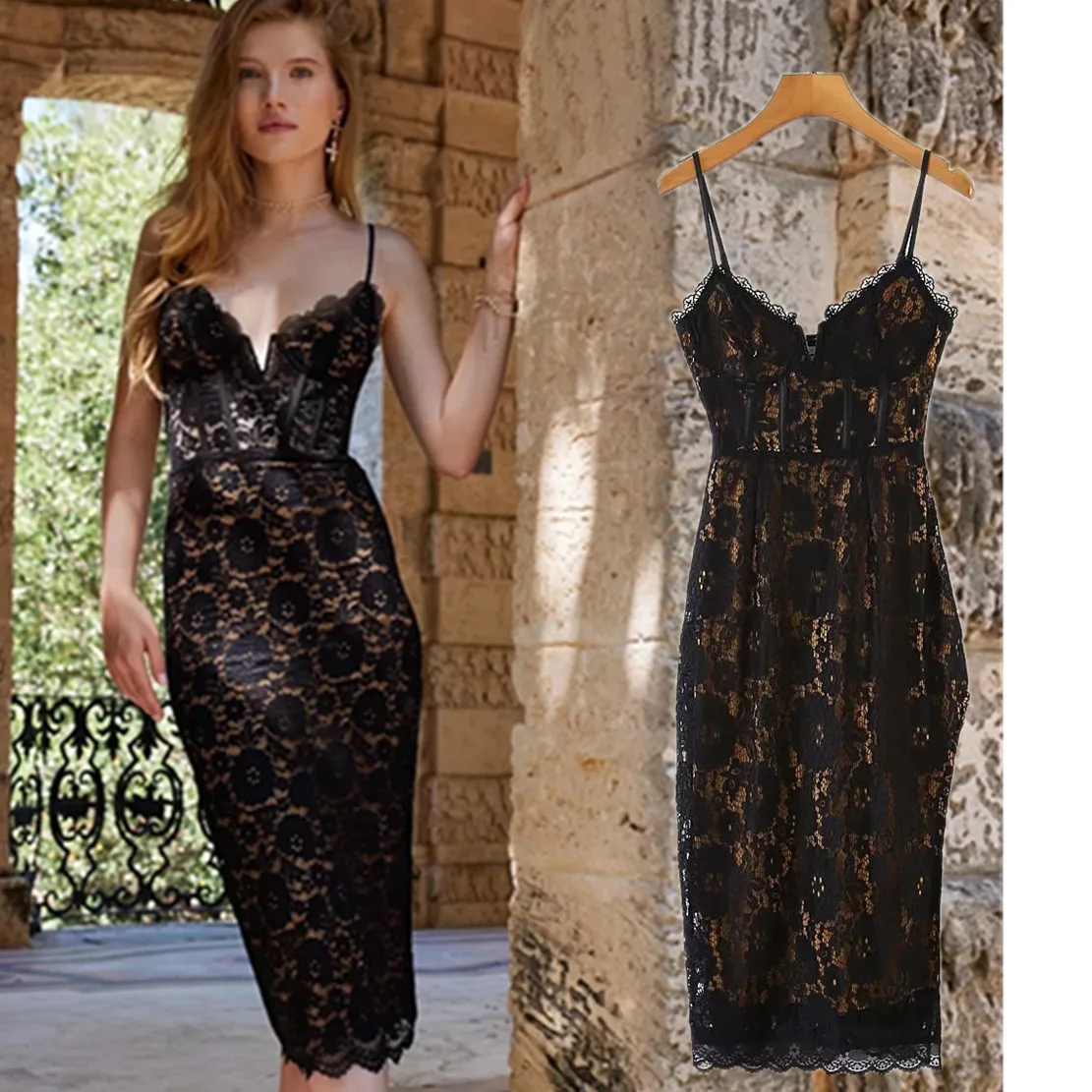 Dave&Di Casual Suspender Dress Women French Style Fashion Elegant Lace Splicing Sexy Forking Sheath Mini Dress
Dave&Di Casual Suspender Dress Women French Style Fashion Elegant Lace Splicing Sexy Forking Sheath Mini Dress