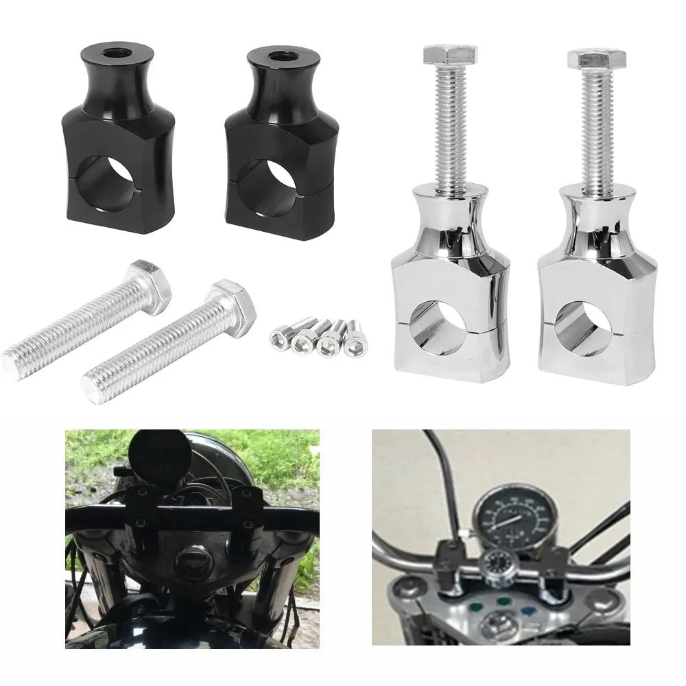

1 Pair Universal Handlebar Risers Clamp 22mm 25mm CNC Aluminium For Harley /Dyna /Sportster Black Motorcycle Handle Bar Mounting