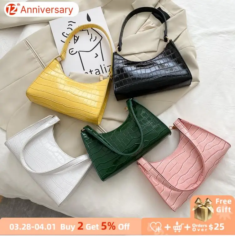 Crocodile Pattern PU Leather Female Shoulder Bag Fashion Ladies Armpit Bag Vintage Women Purse Handbags Small Clutch
Crocodile Pattern PU Leather Female Shoulder Bag Fashion Ladies Armpit Bag Vintage Women Purse Handbags Small Clutch
