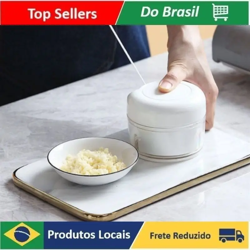 

Mini Triturador Espremedor De Alho Processador Manual Alimentos Com 2 Lâminas