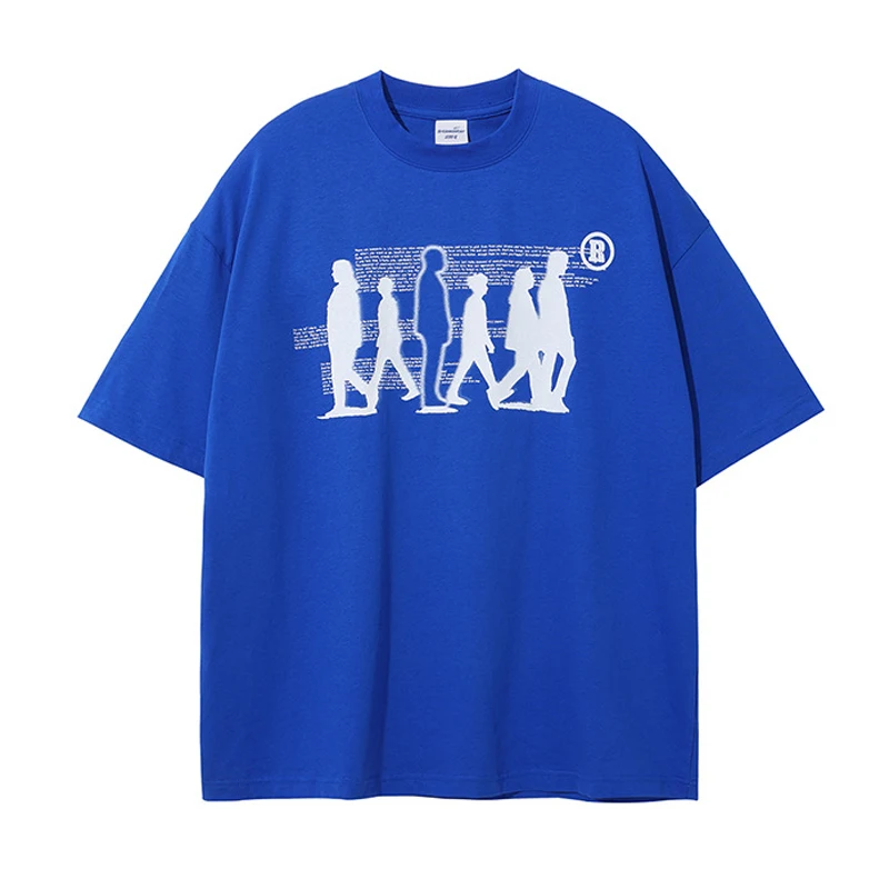 

Летняя уличная Мужская футболка в стиле хип-хоп с цифровой печатью, Модный повседневный Свободный Топ из чистого хлопка с коротким рукавом для пар в стиле Харадзюку