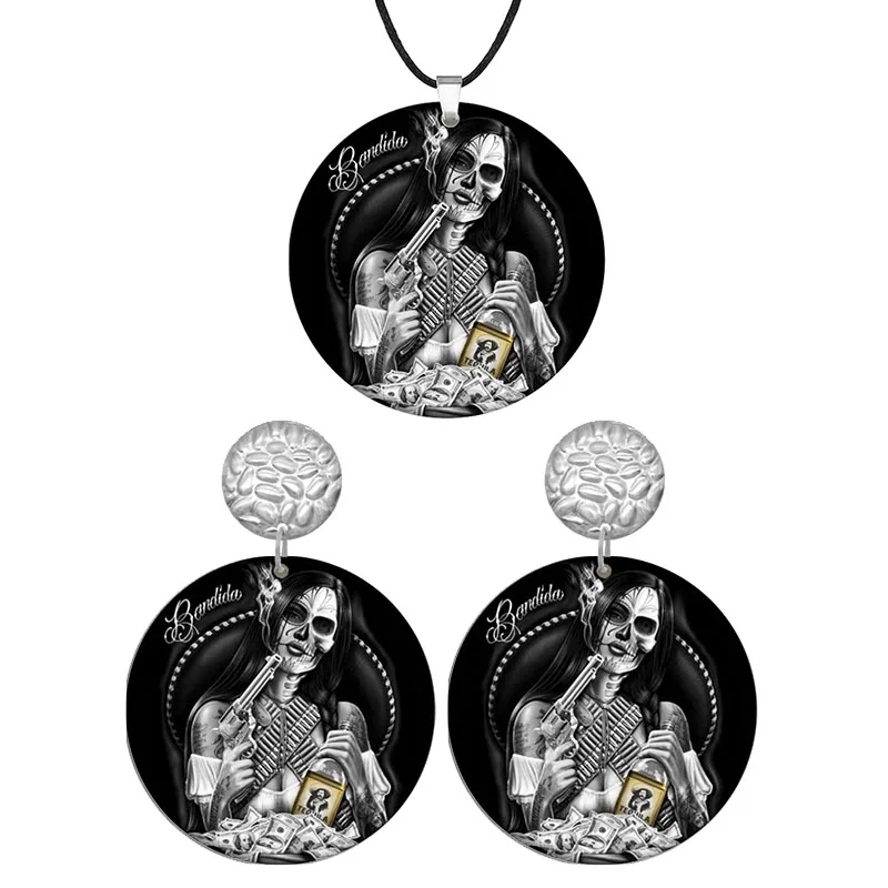 Artist Girl Skull Round Wooden Pendant Necklaces & Earrings For Women Jewelry Sets Stainless Steel Piercing Accessories
Artist Girl Skull Round Wooden Pendant Necklaces & Earrings For Women Jewelry Sets Stainless Steel Piercing Accessories