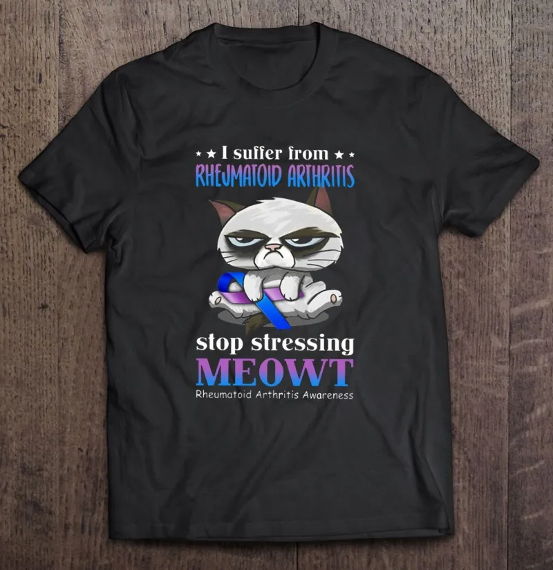 I Surfer From Rheumatoid Arthritis Stop Stressing Meowt Ra Awareness Month Purple Blue Ribbon T Shirt Men Clothing Clothes Men 
I Surfer From Rheumatoid Arthritis Stop Stressing Meowt Ra Awareness Month Purple Blue Ribbon T Shirt Men Clothing Clothes Men