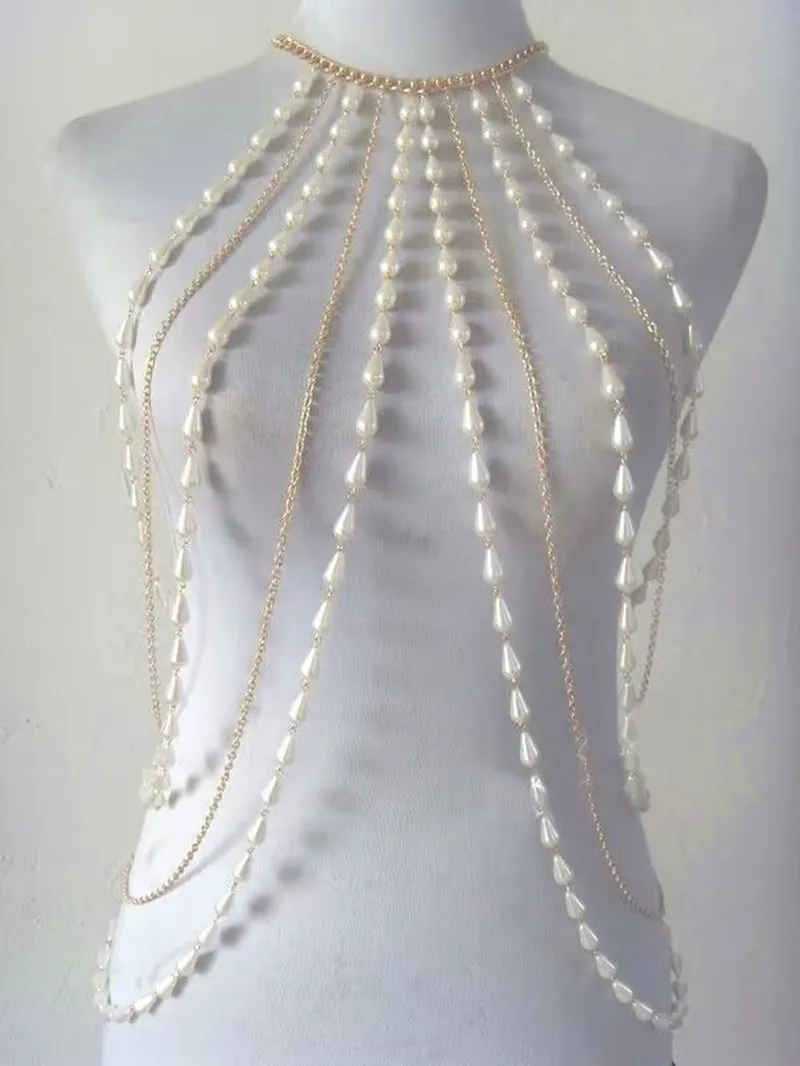 Trendy White Pearl Body Chain Jewelry For Women Fashion Clothing Wear Free Shipping Gold Metal Chains
Trendy White Pearl Body Chain Jewelry For Women Fashion Clothing Wear Free Shipping Gold Metal Chains