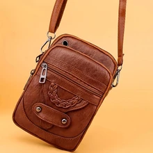 Retro Womens Handbag Soft Leather Shoulder Messenger Bag Cellphone Crossbody Bag Multifunction Square Bag Shopping Purse Bolsa
