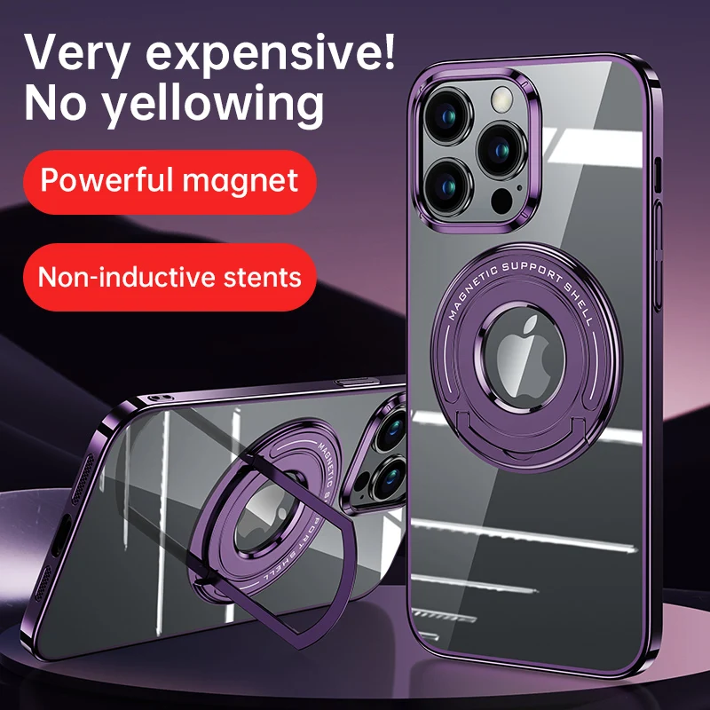 Magnetic Stand Phone Case For iPhone 12 13 14 Pro Max Samsung S23 Ultra Plus Holder Finger Ring Electroplating Transparent Cover
Magnetic Stand Phone Case For iPhone 12 13 14 Pro Max Samsung S23 Ultra Plus Holder Finger Ring Electroplating Transparent Cover