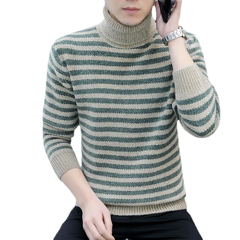 2022 New Men's All-match Turtleneck Stripe Sweater Slim Warm Casual Pullover Knit Sweater Men Clothing 
2022 New Men's All-match Turtleneck Stripe Sweater Slim Warm Casual Pullover Knit Sweater Men Clothing