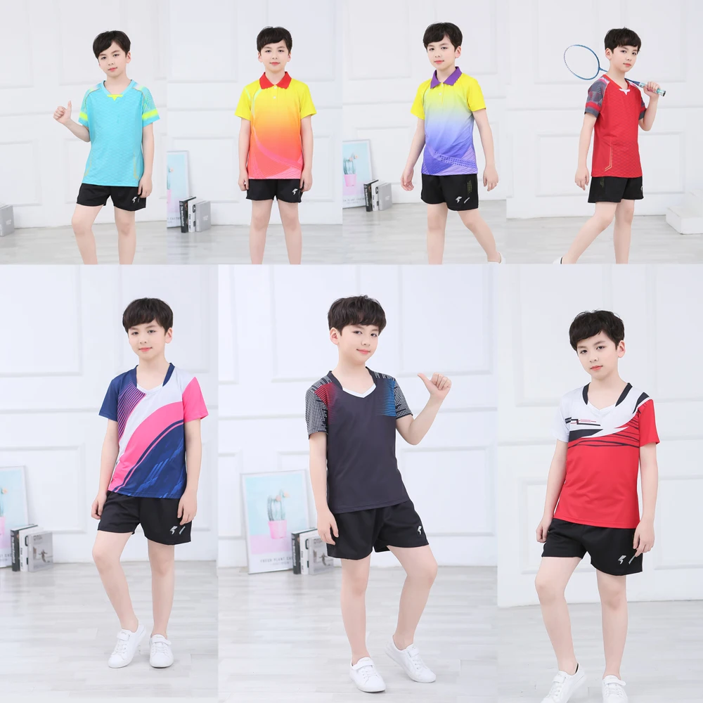 Kid Badminton Suit Short sleeve Girls Tennis Shirt Shorts Sets Boys Ping Pong Clothes Child Volleyball Kits Sportswear Clothing
Kid Badminton Suit Short sleeve Girls Tennis Shirt Shorts Sets Boys Ping Pong Clothes Child Volleyball Kits Sportswear Clothing