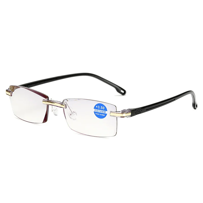

Women Men Reading Glasses Bifocal Diopter +1.0 1.5 2.0 2.5 3.0 3.5 4.0 Rimless Presbyopia Eyewear Blue Light Blocking Glasses
