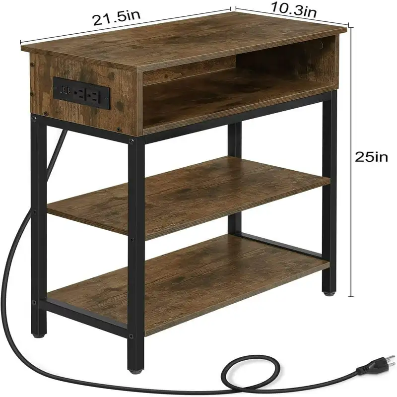 Home 3 Layers End Table with Storage Shelf with Build-In Fast Charging Station with USB Ports in Rustic Burnt Wood
Home 3 Layers End Table with Storage Shelf with Build-In Fast Charging Station with USB Ports in Rustic Burnt Wood