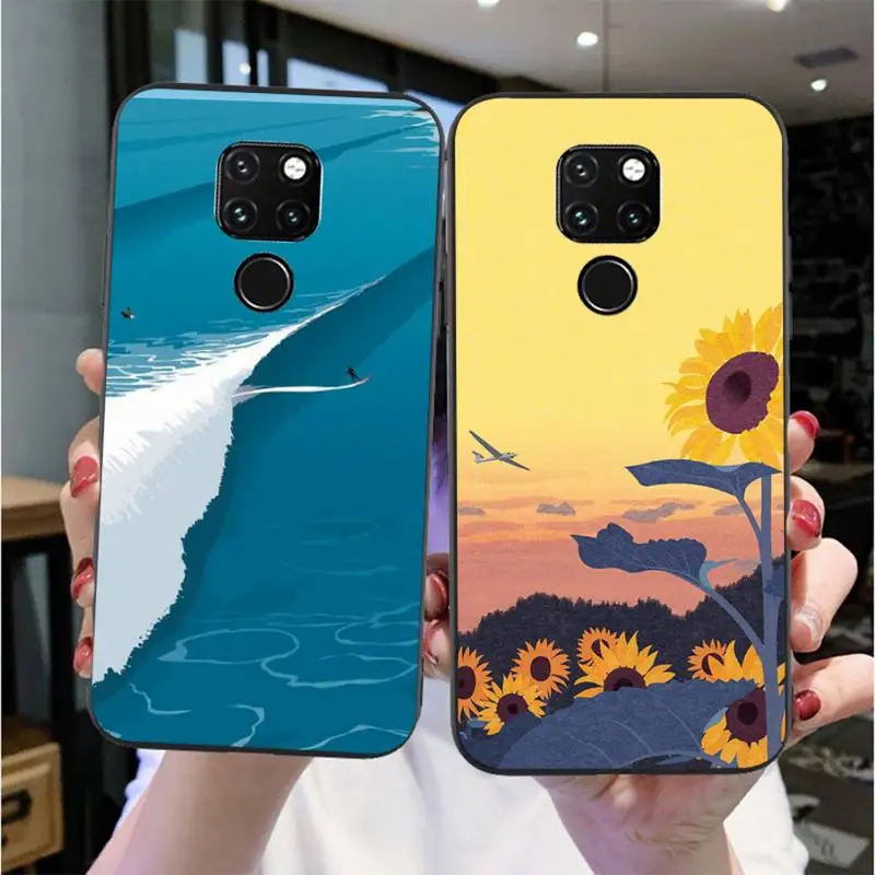 

Hand Painted Landscape Phone Case For Huawei P20 P30 P10 Lite P20Pro PSmart Y7 Y6 Prime Mate20 Nova3E