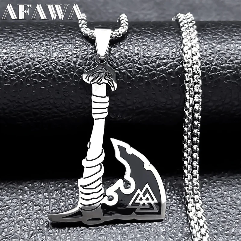 Viking Valknut Axe Pendant Necklace for Men Stainless Steel Men's Nordic Mythology Eagle Head Necklaces Gothic Male Jewelry
Viking Valknut Axe Pendant Necklace for Men Stainless Steel Men's Nordic Mythology Eagle Head Necklaces Gothic Male Jewelry