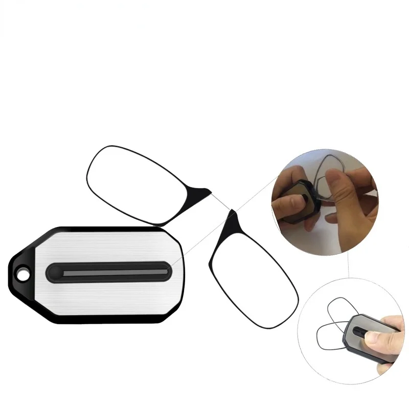 

Mini Keychain Reading Glasses Women Nose Clip On Thin Foldable Folding Diopter Glasses Men Optics Eyeglasses