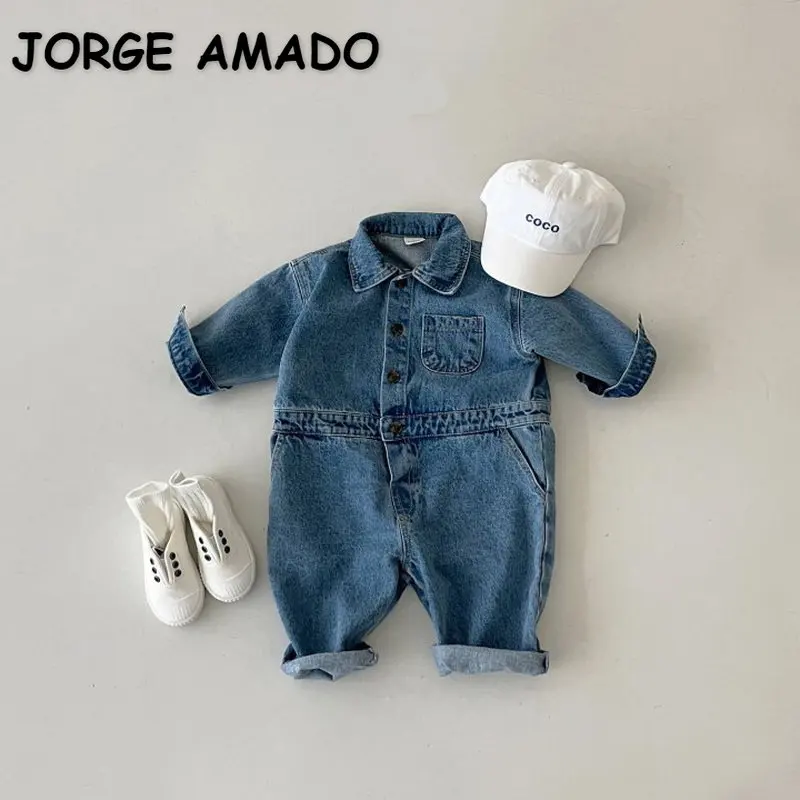 Korean Style New Spring Autumn Baby Girl Boy Romper Long Sleeves Denim Blue Single Breasted Jumpsuit Infant Clothes E22318
Korean Style New Spring Autumn Baby Girl Boy Romper Long Sleeves Denim Blue Single Breasted Jumpsuit Infant Clothes E22318