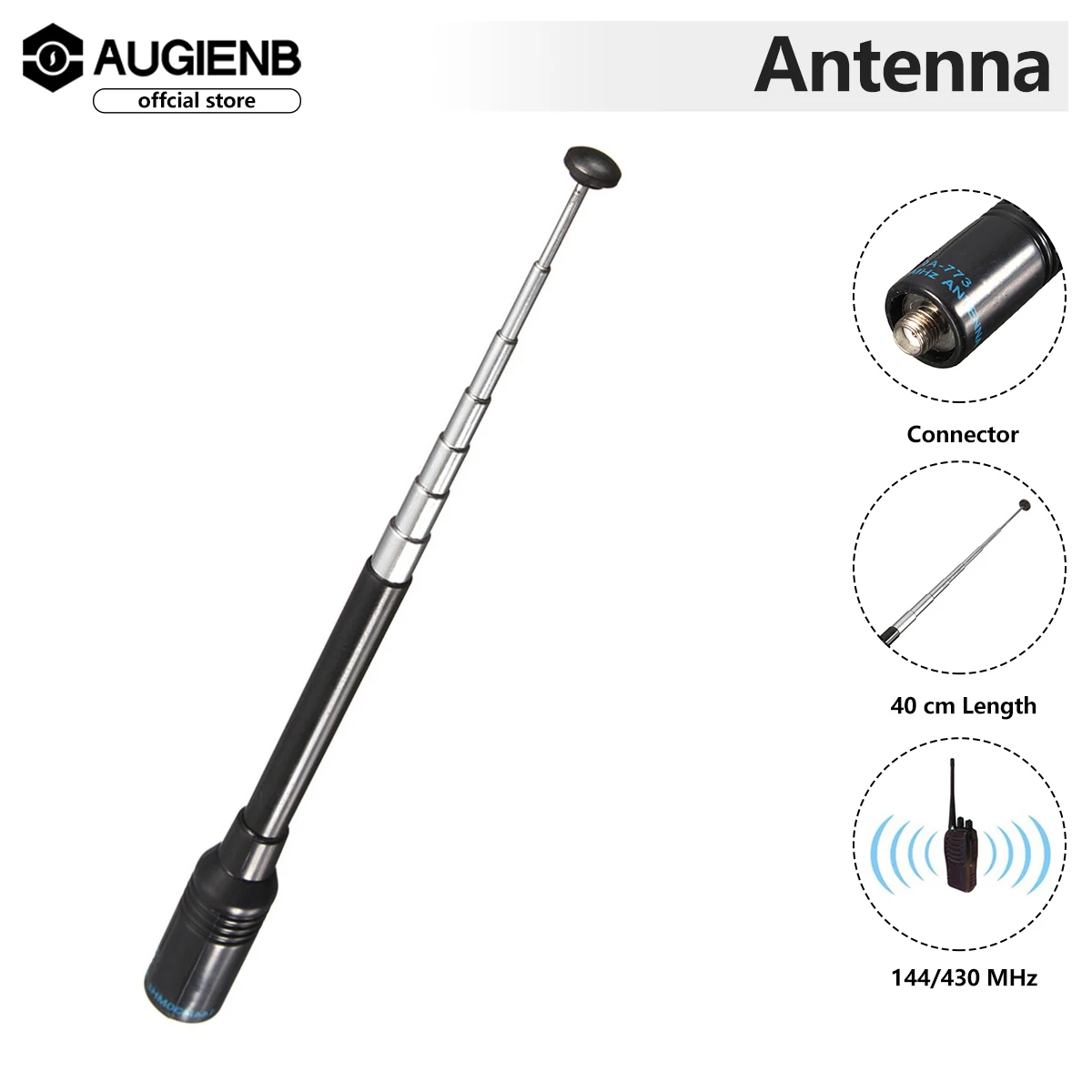 

NA-773 Sma Female Dual Band 144/430 MHz High Gain Mobile/Station Antenna For Handheld Two Way Radio High Gain Car Radio Antenna