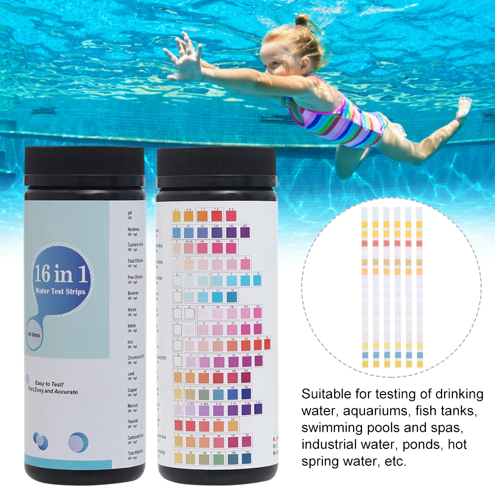 16-in-1 Aquarium Test Strip Fast Accurate Water Quality Testing Strips to Detect PH Hardness Nitrite Nitrate Chlorine 100Pcs
16-in-1 Aquarium Test Strip Fast Accurate Water Quality Testing Strips to Detect PH Hardness Nitrite Nitrate Chlorine 100Pcs