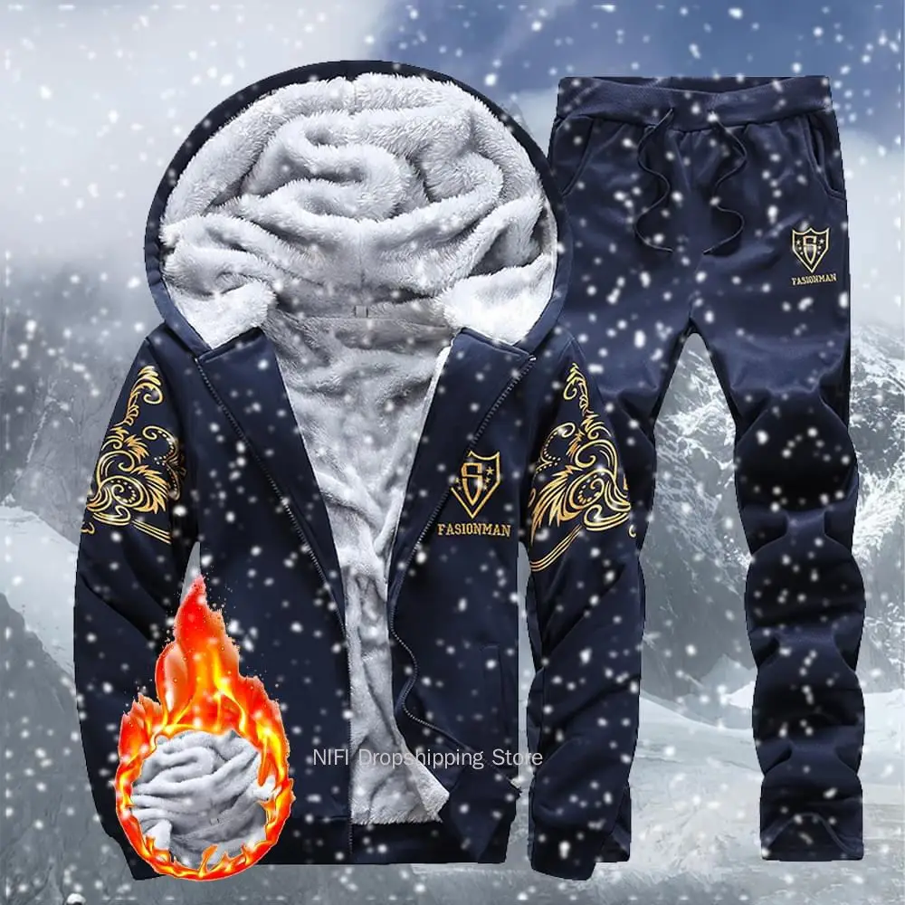 Men Winter Warm Hooded Set Outerwear Suit Fashion Tracksuit Hoodies+Pants Zipper Hooded Sweatshirt Sportswear Suits Male Outfit
Men Winter Warm Hooded Set Outerwear Suit Fashion Tracksuit Hoodies+Pants Zipper Hooded Sweatshirt Sportswear Suits Male Outfit