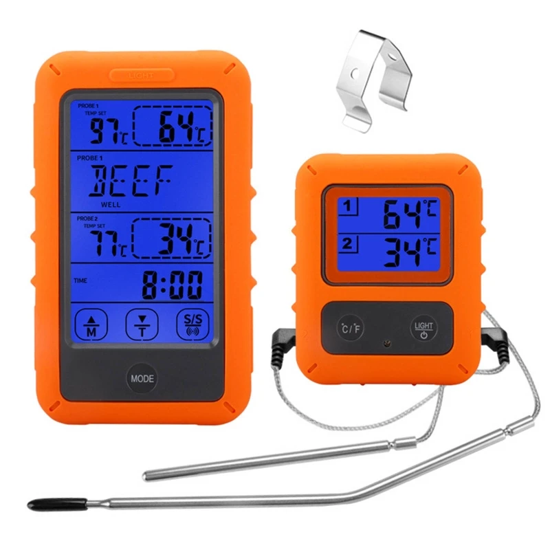 Wireless Digital Cooking Food Meat Thermometer with Dual Probe for Smoker BBQ R7UA
Wireless Digital Cooking Food Meat Thermometer with Dual Probe for Smoker BBQ R7UA