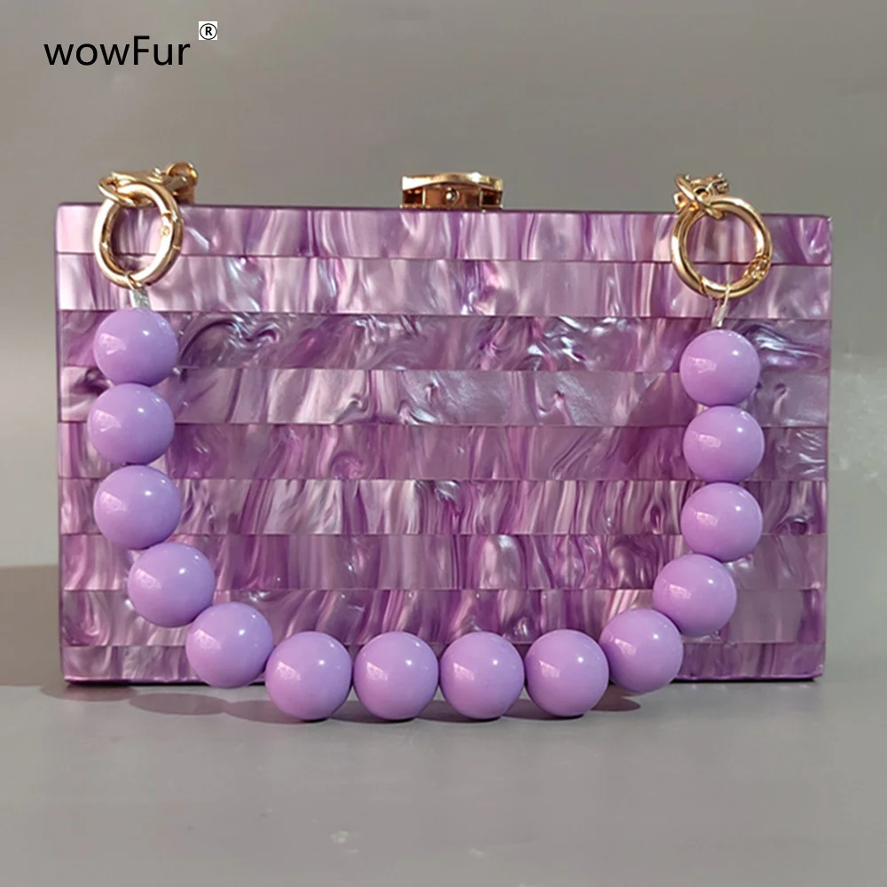 New Brand Luxury Pearl Purple Fashion Women Shoulder Bag Bead Handle Chain Acrylic Box Clutches Evening Wedding Party Purse Bags
New Brand Luxury Pearl Purple Fashion Women Shoulder Bag Bead Handle Chain Acrylic Box Clutches Evening Wedding Party Purse Bags