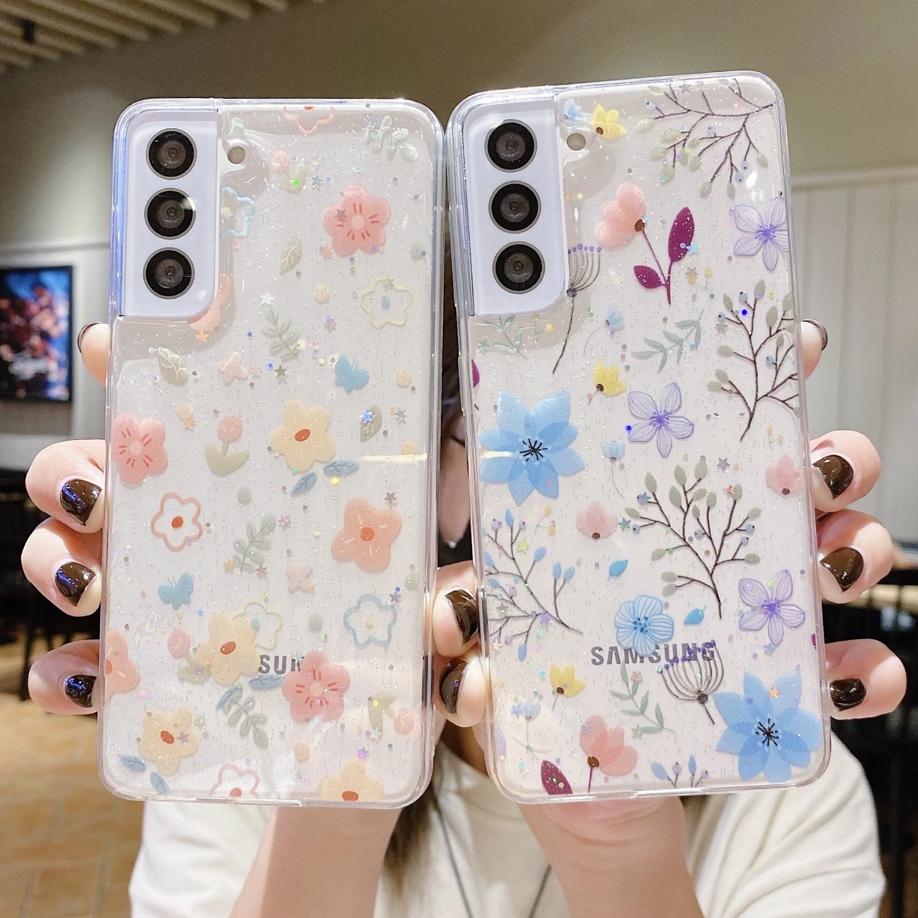 Slim Flowers Phone Case For Samsung Galaxy S23 Ultra Fundas Soft TPU Shockproof Glitter Clear Back Cover for Galaxy S23 Plus
Slim Flowers Phone Case For Samsung Galaxy S23 Ultra Fundas Soft TPU Shockproof Glitter Clear Back Cover for Galaxy S23 Plus