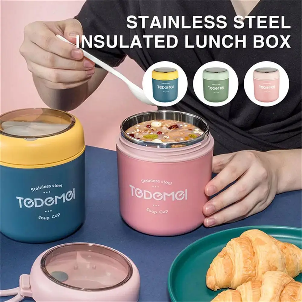 530ml Stainless Steel Soup Cup Thermal Lunch Box Food Container With Spoon Vaccum Cup Insulated Bento Box For Kids School A7U0
530ml Stainless Steel Soup Cup Thermal Lunch Box Food Container With Spoon Vaccum Cup Insulated Bento Box For Kids School A7U0