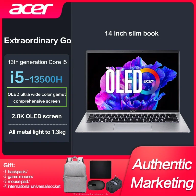 New Genuine Acer Extraordinary Go 2023 Slim Laptop Intel I5-13500H Iris Xe 14-inch IPS Full Screen OLED 2.8K Notebook
New Genuine Acer Extraordinary Go 2023 Slim Laptop Intel I5-13500H Iris Xe 14-inch IPS Full Screen OLED 2.8K Notebook