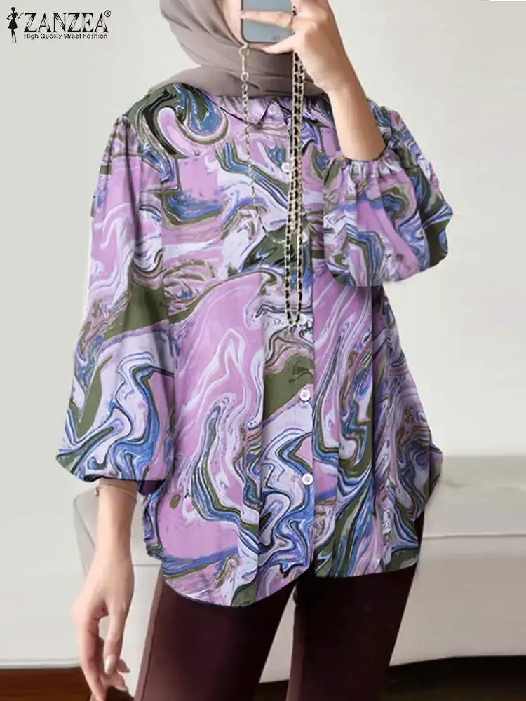 Богемная Осенняя блузка ZANZEA, женская рубашка с цветочным принтом и пышными рукавами, повседневные мусульманские Абайи, топы, туника, Женская рабочая женская блузка 
Богемная Осенняя блузка ZANZEA, женская рубашка с цветочным принтом и пышными рукавами, повседневные мусульманские Абайи, топы, туника, Женская рабочая женская блузка