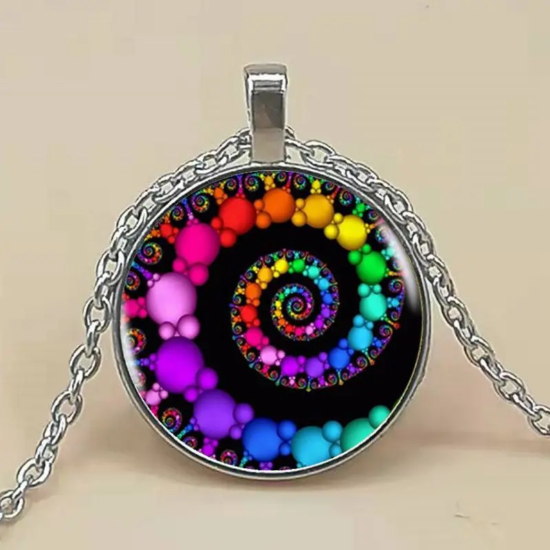 

TOPKEEPING Spiral Pendant Fractal Necklaces Pendants Flourish Swirls Glass Dome Necklace Sacred Geometry Art Picture Jewelry