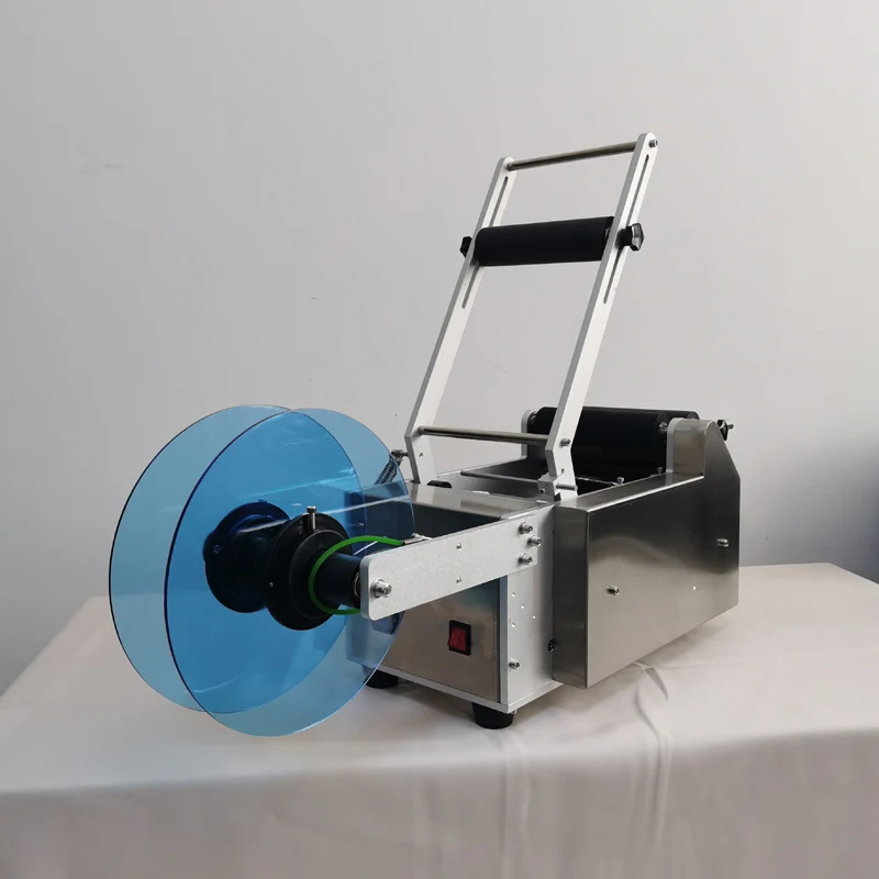 Полуавтоматический флакон, маленький пластиковый реагент, круглые бутылки, двойная маркировочная машина, аппликатор этикеток