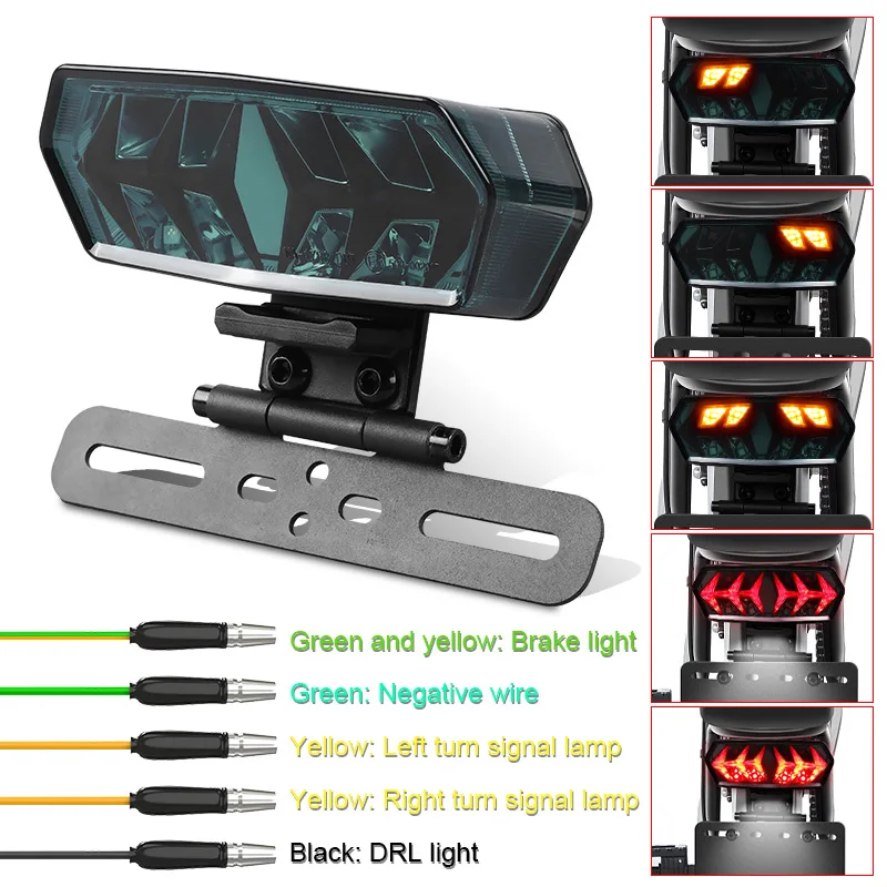 Multifunction Motorcycle Rear Tail Light LED Brake License Plate Holder Light Universal Indicators DRL Turn Signal Lamp Bracket 
Multifunction Motorcycle Rear Tail Light LED Brake License Plate Holder Light Universal Indicators DRL Turn Signal Lamp Bracket