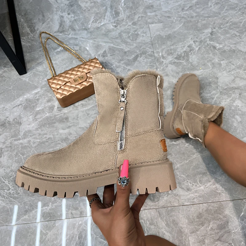 Furry Women Zipper Boots Plus Size Winter Thick Plush Ankle Booties Ladies Casual Lug Sole Warm Snow Botas De Mujer
Furry Women Zipper Boots Plus Size Winter Thick Plush Ankle Booties Ladies Casual Lug Sole Warm Snow Botas De Mujer