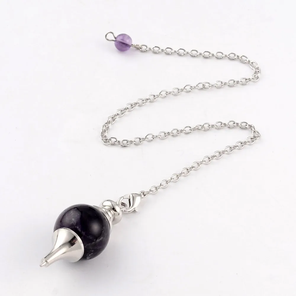 1Strand Natural Amethyst Dowsing Pendulum Pendants with Platinum Plated Brass Cross Chain & Lobster Claw Clasps 225~240mm Easter
1Strand Natural Amethyst Dowsing Pendulum Pendants with Platinum Plated Brass Cross Chain & Lobster Claw Clasps 225~240mm Easter